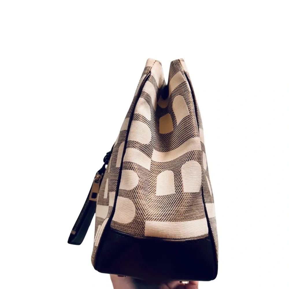 Bally Brown & Cream Logo Canvas Tote Bag w/ Leather Trim + Zip Pouch - Picture 7 of 15
